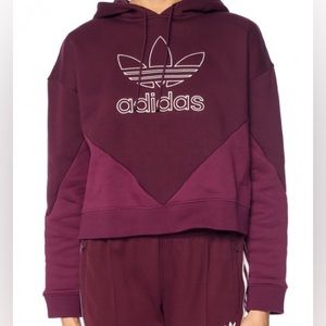 Adidas maroon cropped hoodie, medium
